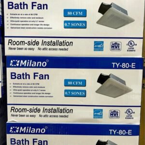 TY-80-E Milano Bathroom Fan 80CFM 0.7 Sones