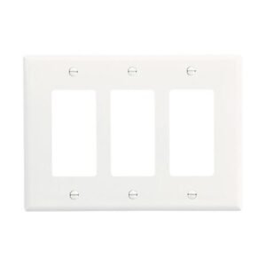 PJ263W Eaton Decorator White wall plate 3 gang Mid-size