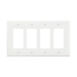 PJ264W Eaton Decorator White wall plate 4 gang Mid-size