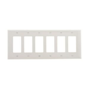 PJ266W Eaton Decorator White wall plate 6 gang Mid-size