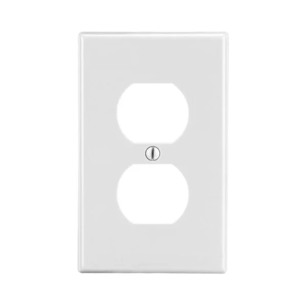 PJ8W Eaton White Duplex receptacle wall plate 1 gang Mid-size