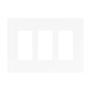 PJS263W Eaton Decorator Screwless White wall plate 3 gang Mid-size