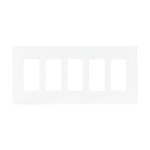 PJS265W Eaton Decorator Screwless White wall plate 5 gang Mid-size