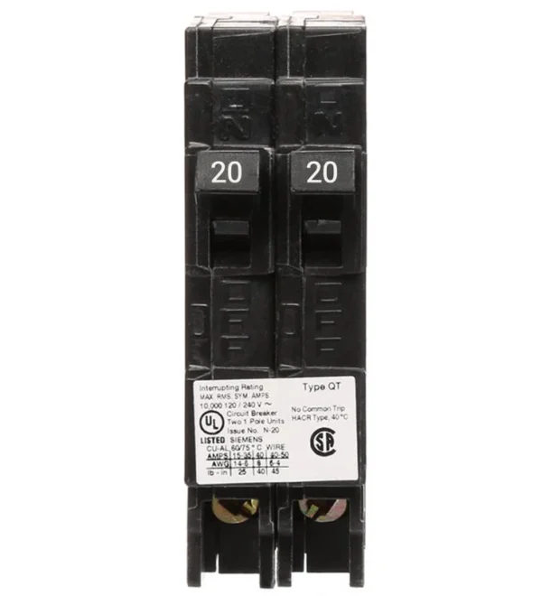 Q2020NC Siemens 20A Tandem 1 Pole 120V Breaker