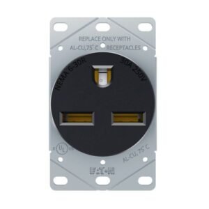 AH1234BK Eaton Single Receptacle Flush 30A 250V 2P 3W BLK